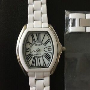 ⭐️FREE WITH PURCHASE⭐️ GOSSIP WATCH WHITE ENAMEL SILVER S NEEDS BATTERY